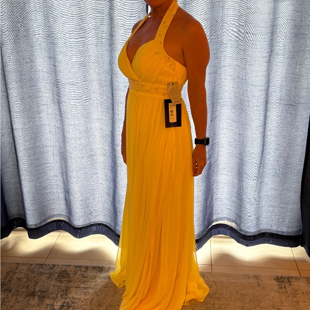 JS Boutique Vibrant Yellow Halter Maxi Dress